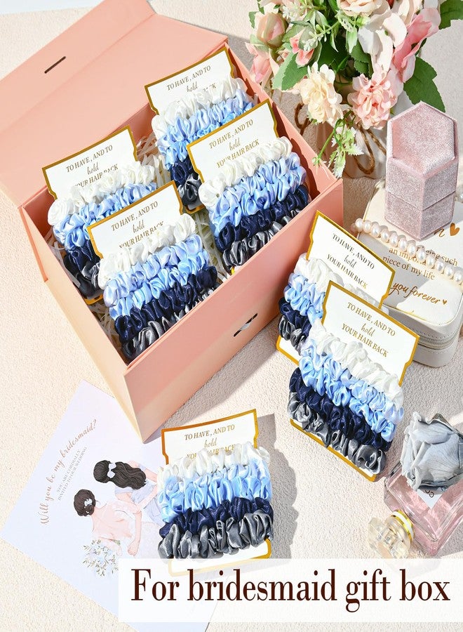 CEELGON 8 Pack Bridesmaid Gifts Satin Bridesmaid Scrunchies Soft Hair Ties Bachelorette Party Favors Hair Accessories for Women Bridesmaid Proposal Gift (Gradient Blue) - Image 2